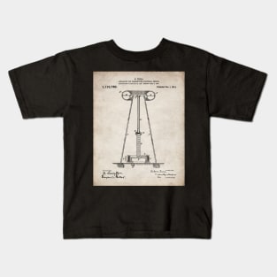 Tesla Transmitter Patent - Electrician Maker Workshop Art - Antique Kids T-Shirt